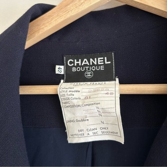 Vintage Chanel 80's Navy Maxi Pleated Dress Size 42 - Picture 9 of 13